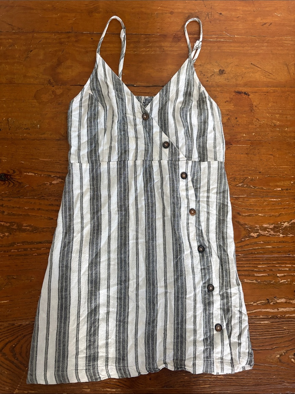J for Justify White & Gray Striped Sleeveless Mini Dress